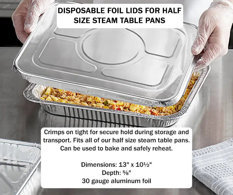 Disposable Foil Lids for Half Size Steam Table Pan - Case of 100 - #8200 D & W Fine pack