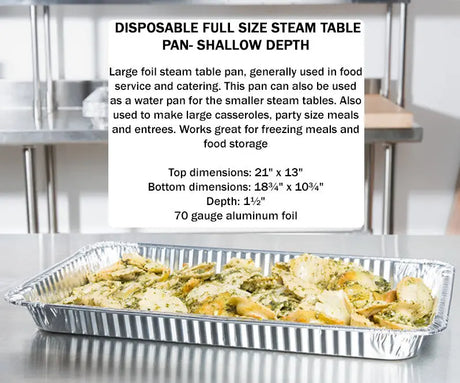 Disposable Full Size Shallow Steam Table Pans - Case of 50  #7700 Western Plastics