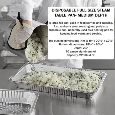 Full Size Steam Table Foil Pan  Medium Depth -  Case of 50  #7800 Western Plastics