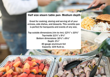 Medium Depth 1/2 Size Steam Table Pan with Foil Lid - Case of 100 - #4255L D & W Fine pack