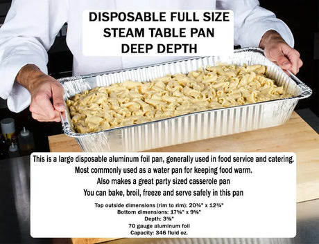 Disposable Full Size Steam Table Pan - Deep - Case of 50 #7900 Western Plastics