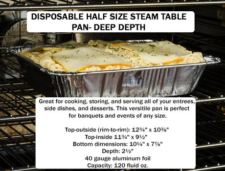 Deep Half Size Steam Table Pans with Foil Lids -  Case of 100 -  #4200L D & W Fine pack