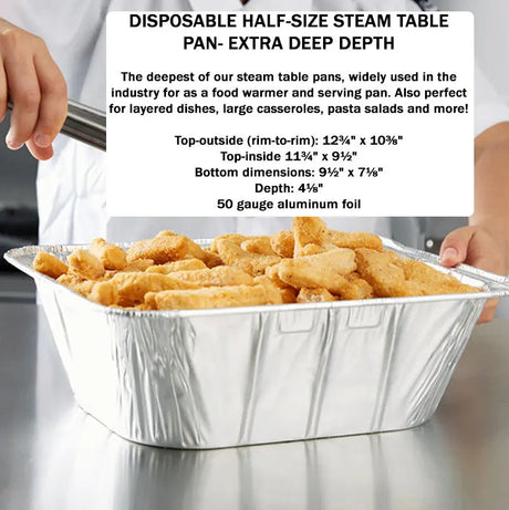 Disposable Half-Size Steam Table Foil Pan - Extra Deep  Case of 100 - #4288 Western Plastics