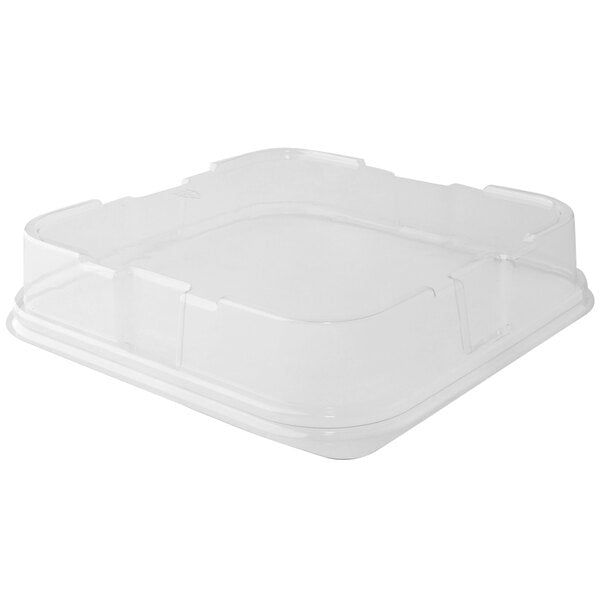 8" x 8" Ovenable Black Solid Board Rolled Rim Tray with Clear Dome Lid - Case of 240 - #13158-00129