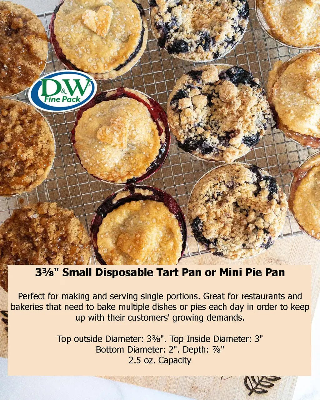 3⅜" Small Disposable Tart Pan or Mini Pie Pan -Case of 2000  #A90 D & W Fine pack