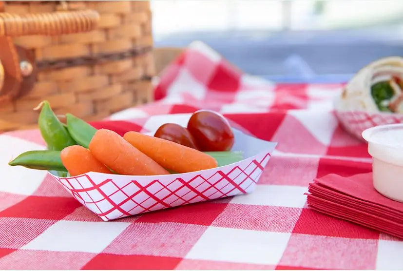 Southern Champion 6 oz. Compostable Southland Red Check Food Tray - Case of 1000 - #0405 Southern Champion