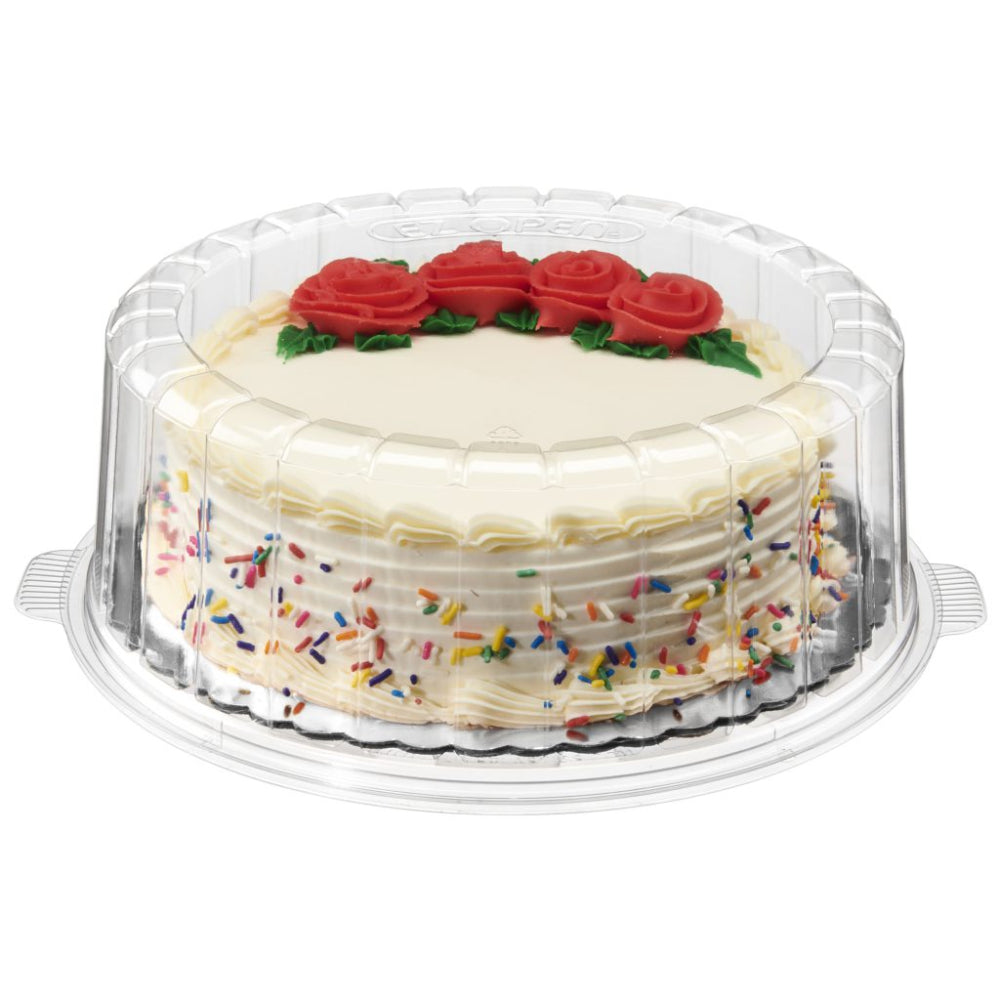 9" Two-Piece Single Layer Plastic Round Cake Container - Case of 50 - #1009SCL