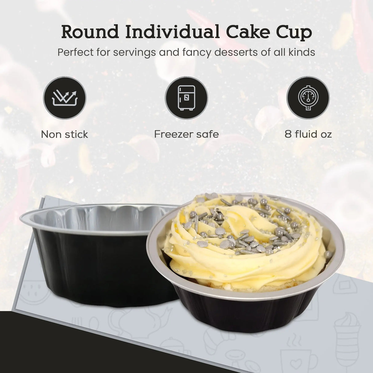 8 oz. Round Disposable Aluminum Foil Colored Dessert Pan - Case of 1000- #A8NL KitchenDance