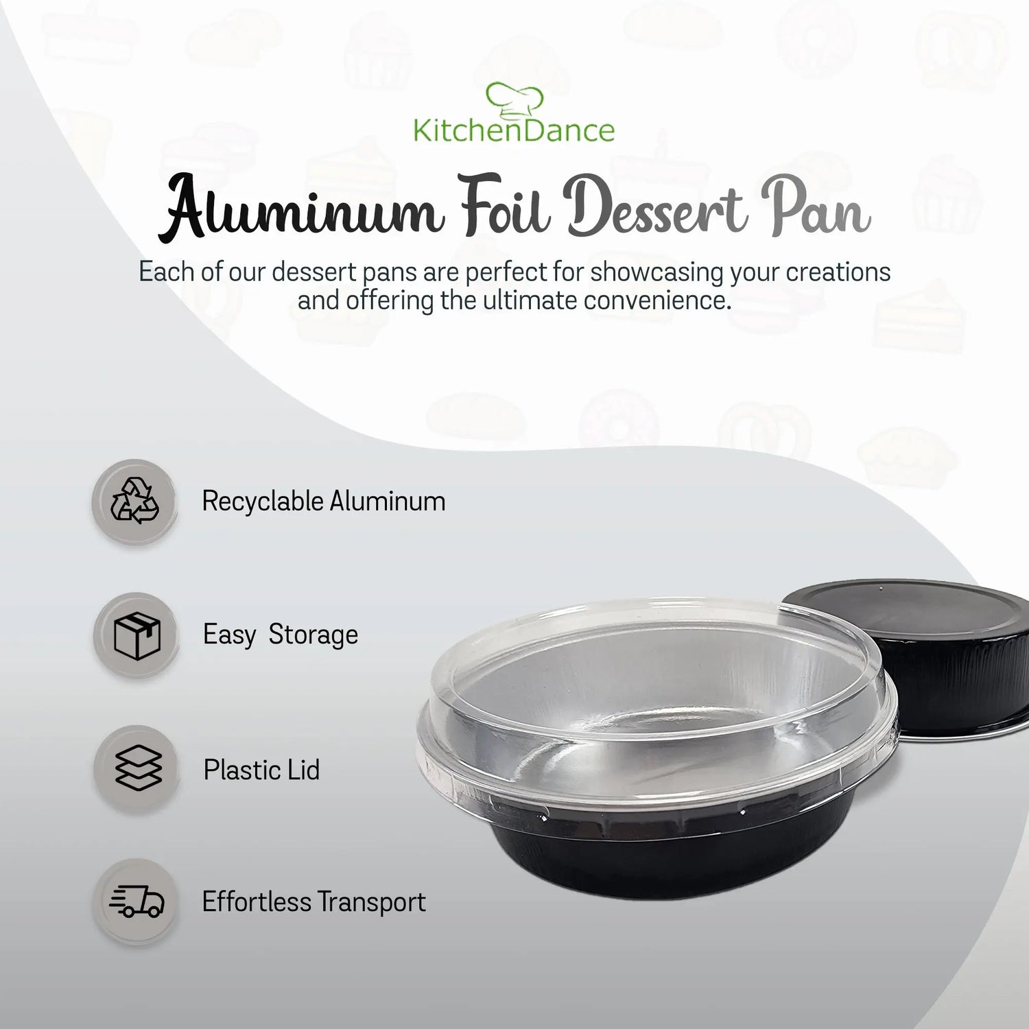 8 oz. Smoothwall Colored Disposable Foil Pan with Snap-on Plastic Lid - Case of 1000 - #A42P KitchenDance