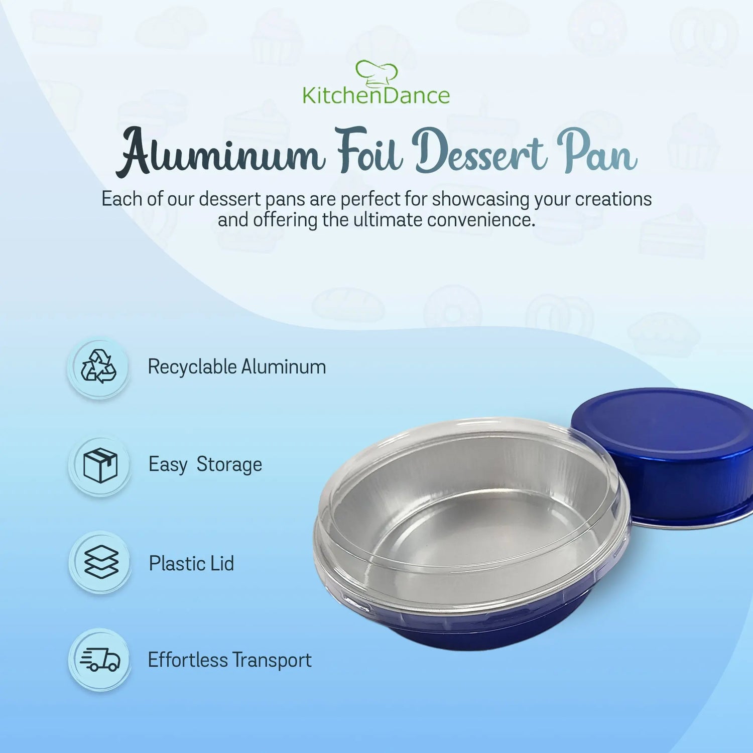 8 oz. Smoothwall Colored Disposable Foil Pan with Snap-on Plastic Lid - Case of 1000 - #A42P KitchenDance