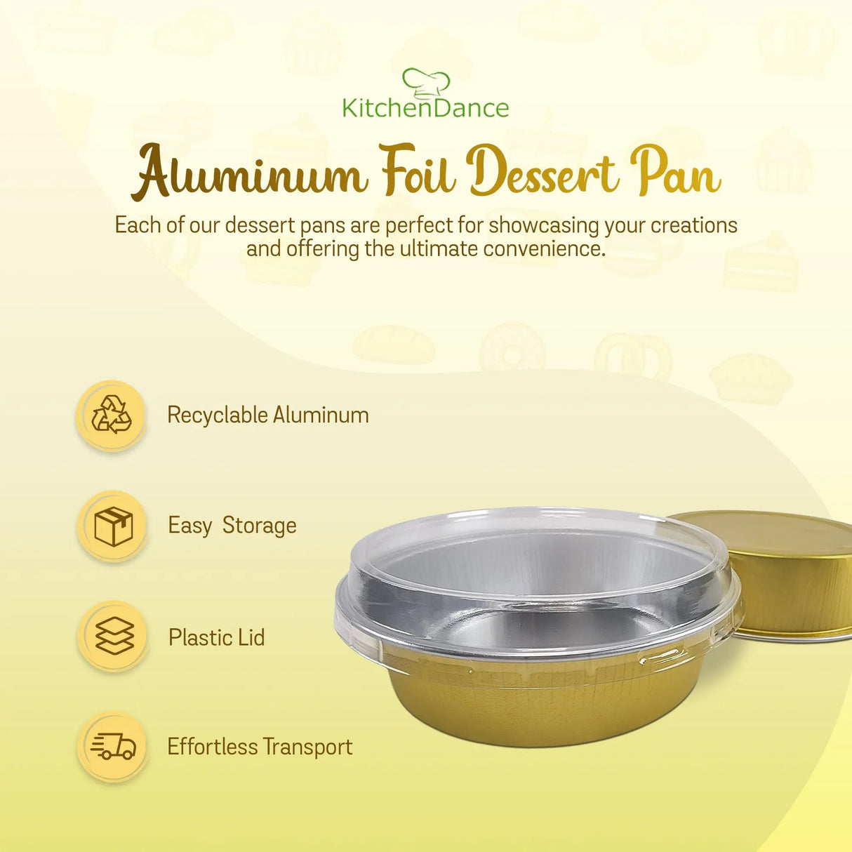 8 oz. Smoothwall Colored Disposable Foil Pan with Snap-on Plastic Lid - Case of 1000 - #A42P KitchenDance