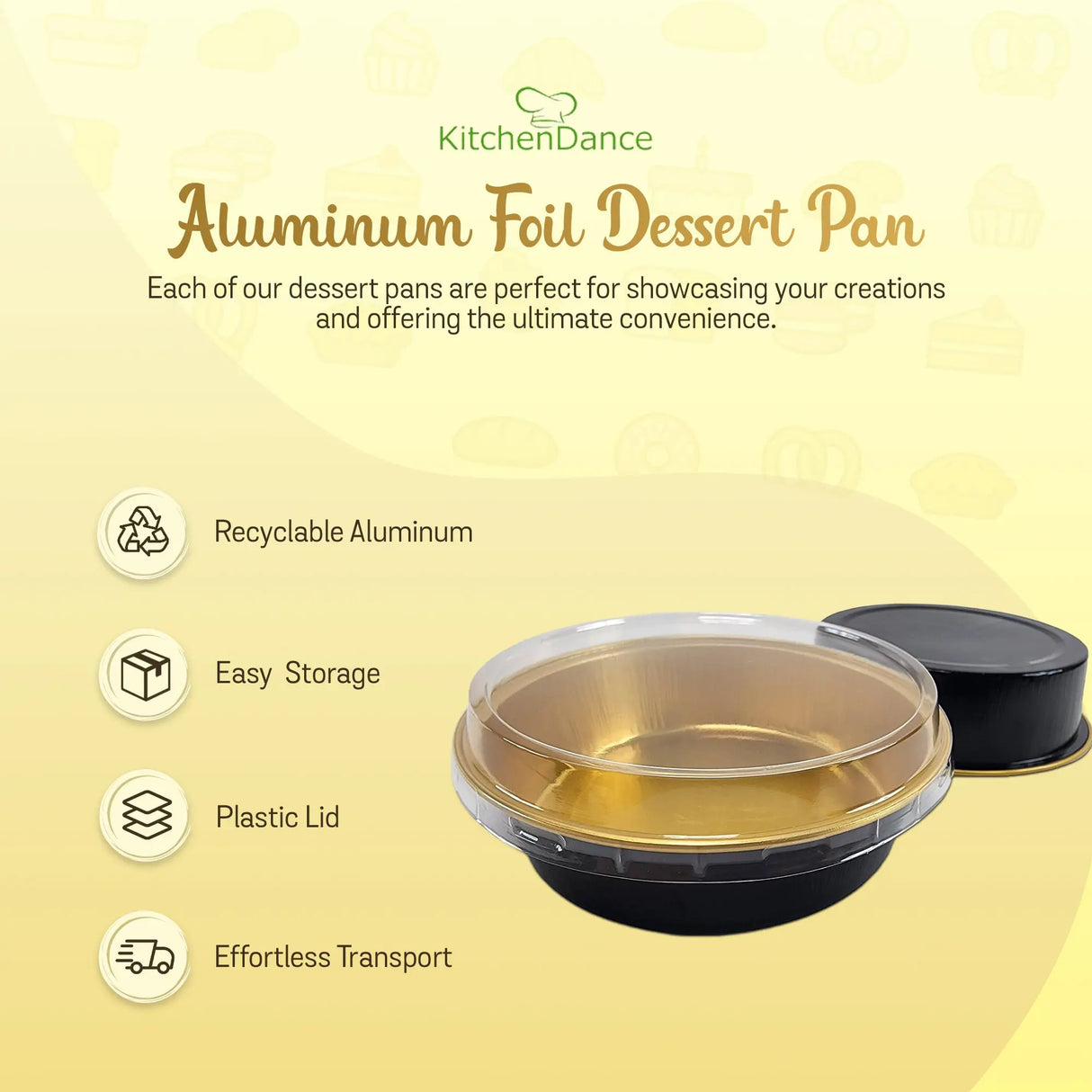 8 oz. Smoothwall Colored Disposable Foil Pan with Snap-on Plastic Lid - Case of 1000 - #A42P KitchenDance