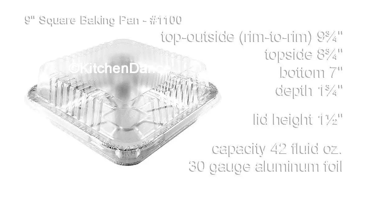9" Square Foil Cake Pan with Plastic Dome Lid - Case of 500  #1100P Durable Packaging