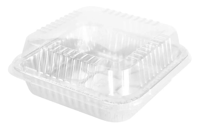9" Square Foil Cake Pan with Plastic Dome Lid - Case of 500  #1100P Durable Packaging