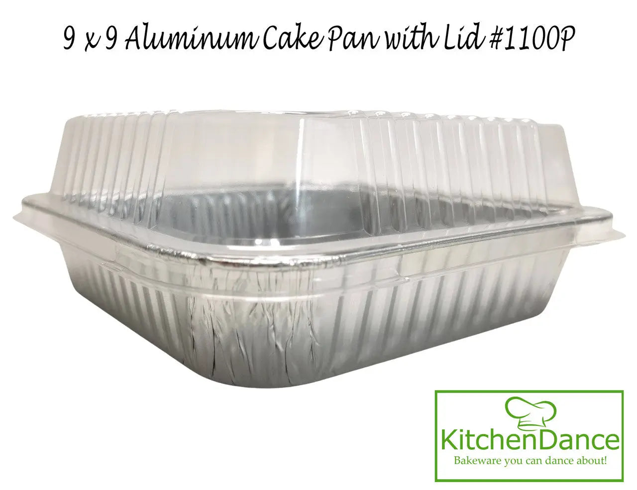 9" Square Foil Cake Pan with Plastic Dome Lid - Case of 500  #1100P Durable Packaging