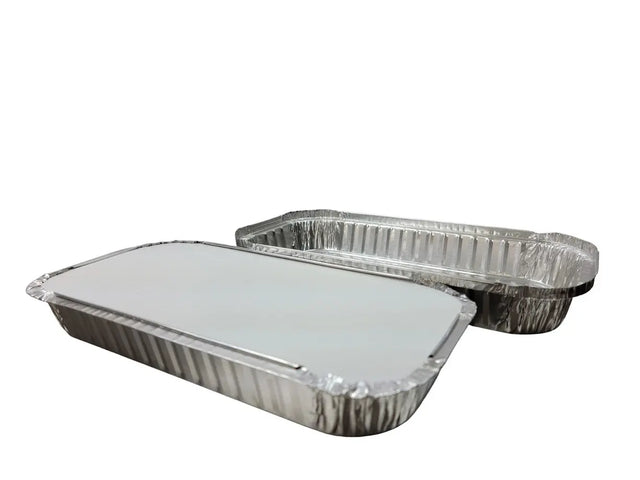 3 lb. Disposable Oblong Entrée Pan with Board Lid - Case of 500 - #110L D & W Fine pack