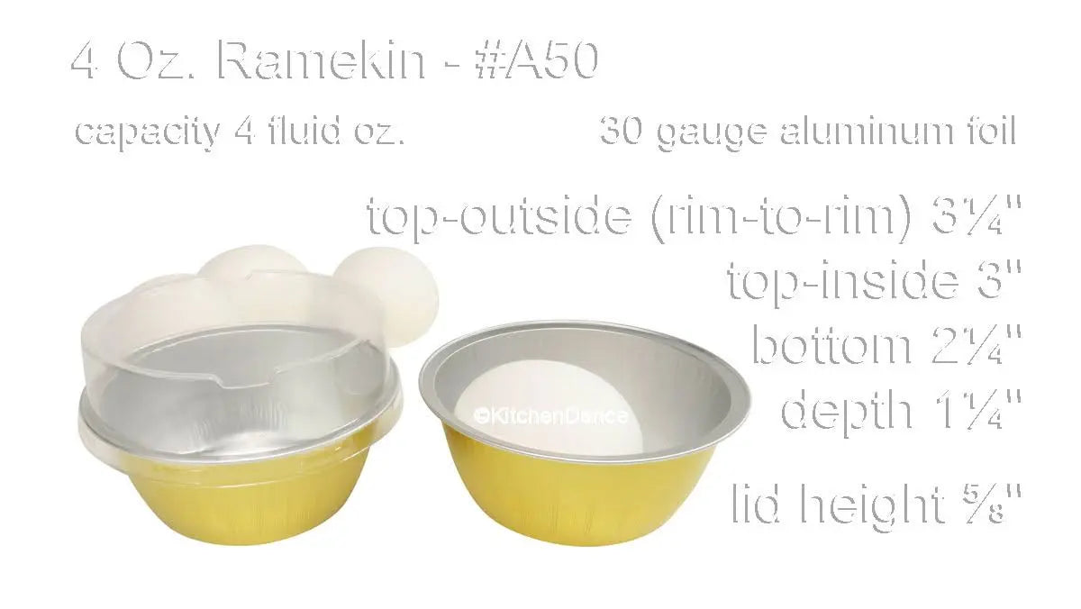 4 oz. Disposable Colored Aluminum Ramekins with Lids Case of 2000- #A50P KitchenDance