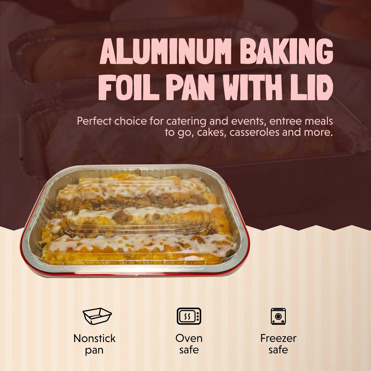8" x 5" Colored Heavy Aluminum Entrée Pan with Lid - Case of 500 - #A67P KitchenDance
