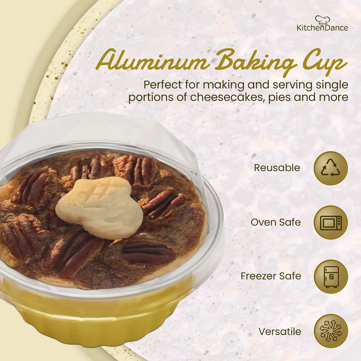 4.5 oz.  Colored Aluminum Dessert Cup w/ Plastic Lid- Case of 2000- #A35P KitchenDance
