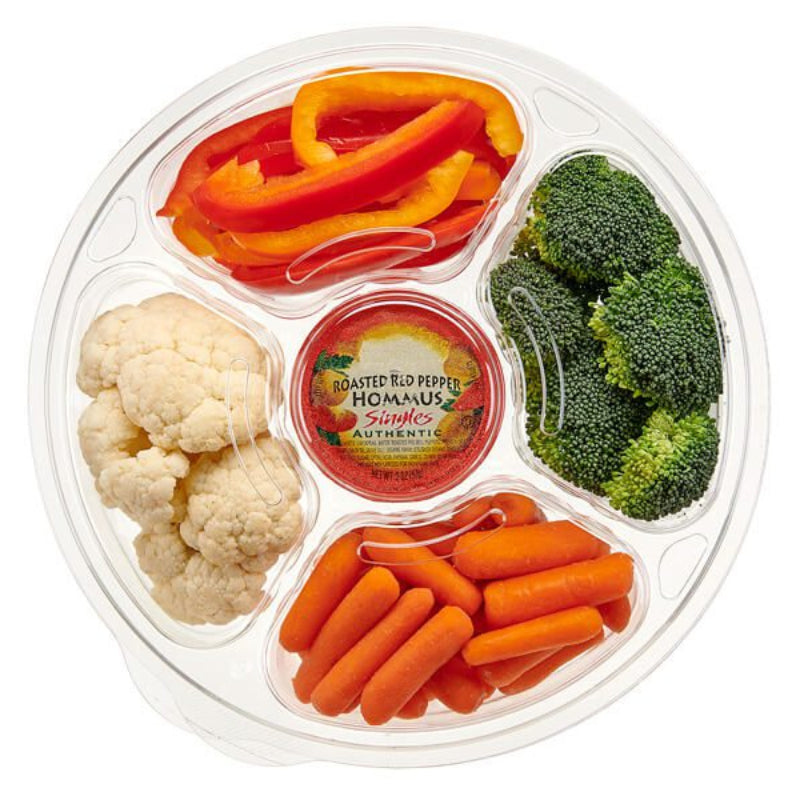 115 oz. Two Piece Round Vegetable or Fruit Platter with 5 Compartments - Case of 50 - #PL115C