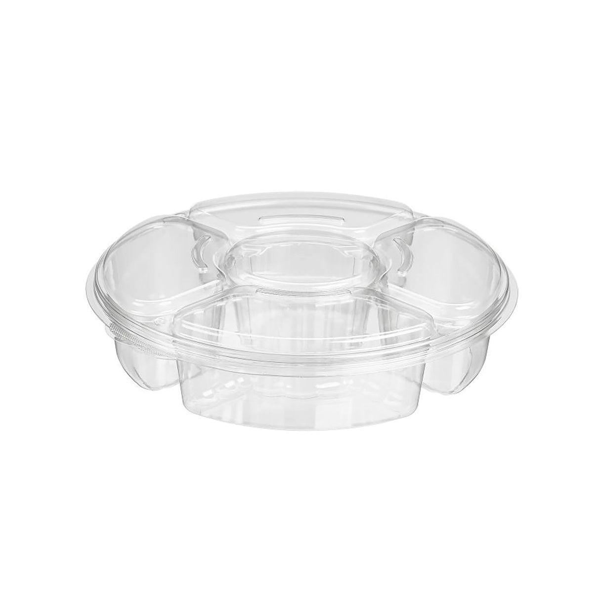 115 oz. Two Piece Round Vegetable or Fruit Platter with 5 Compartments - #PL115C Inline Plastics