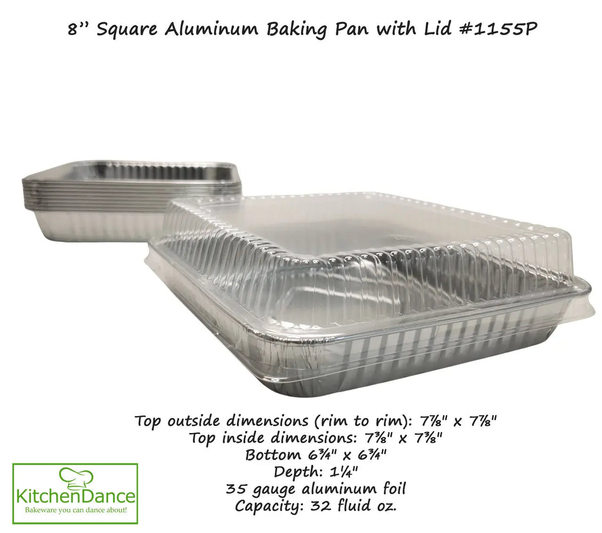 8" Square Disposable Baking Pan with Plastic Lid - Case of 500 - #1155P D & W Fine pack