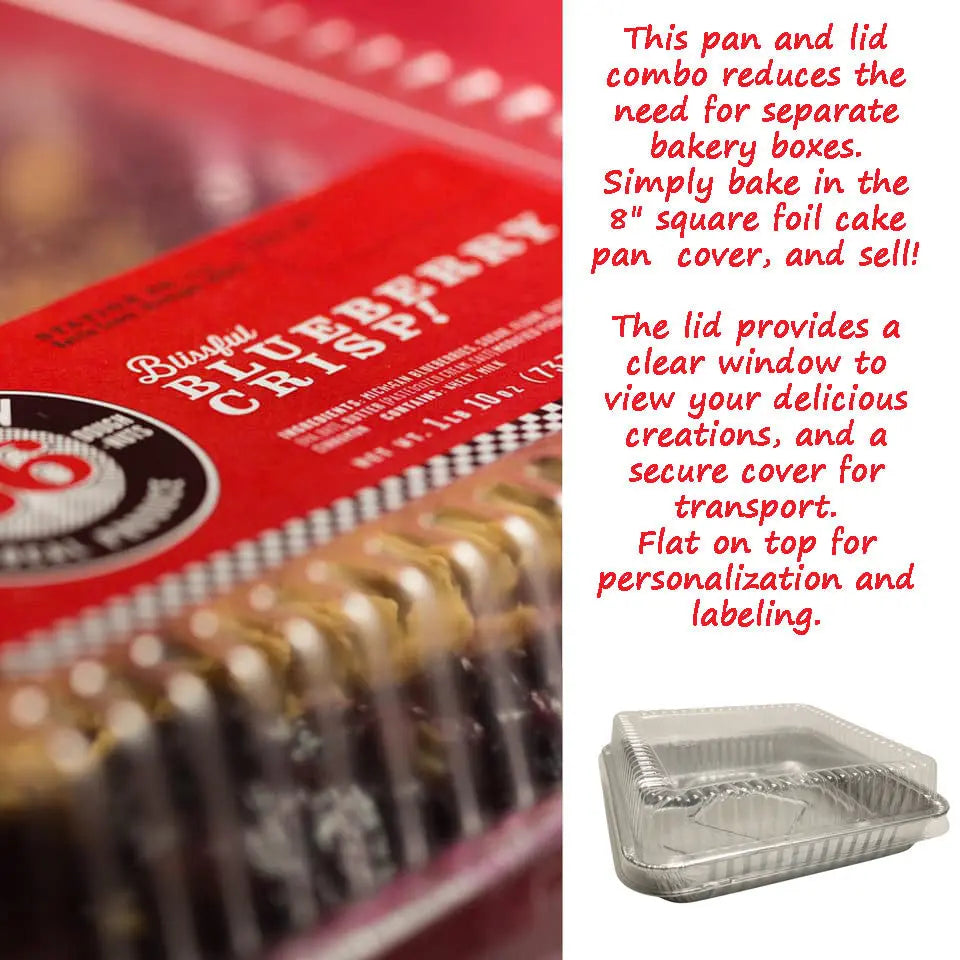 8" Square Disposable Baking Pan with Plastic Lid - Case of 500 - #1155P D & W Fine pack