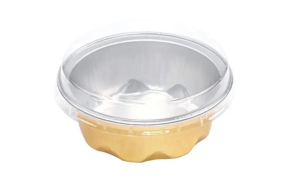 2 oz. Disposable Aluminum Colored Foil Cups with Lids Case of 2000- #A3P KitchenDance