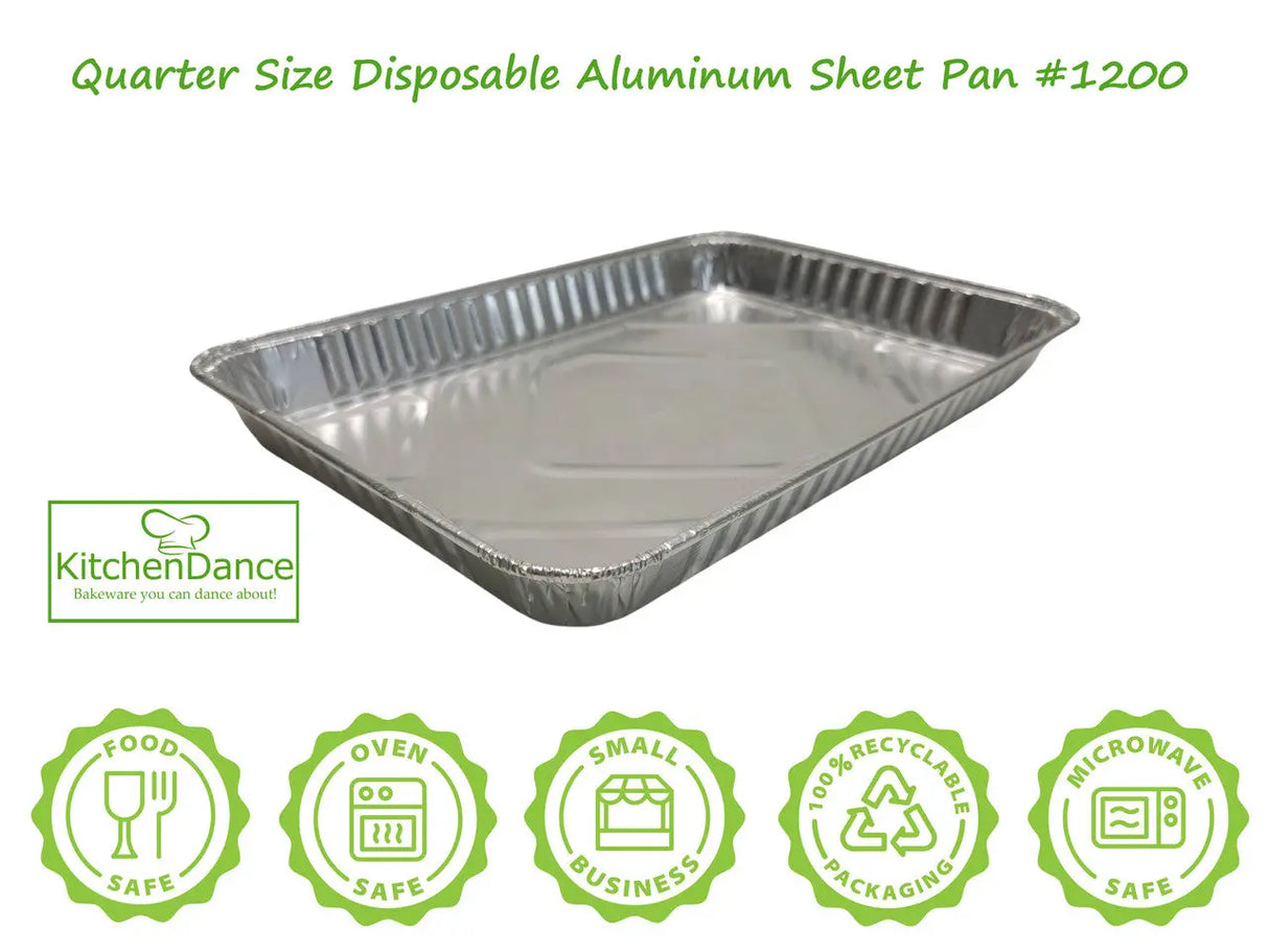 Disposable Quarter-size Foil Sheet Pan - Case of 100 - #1200NL Handi-Foil