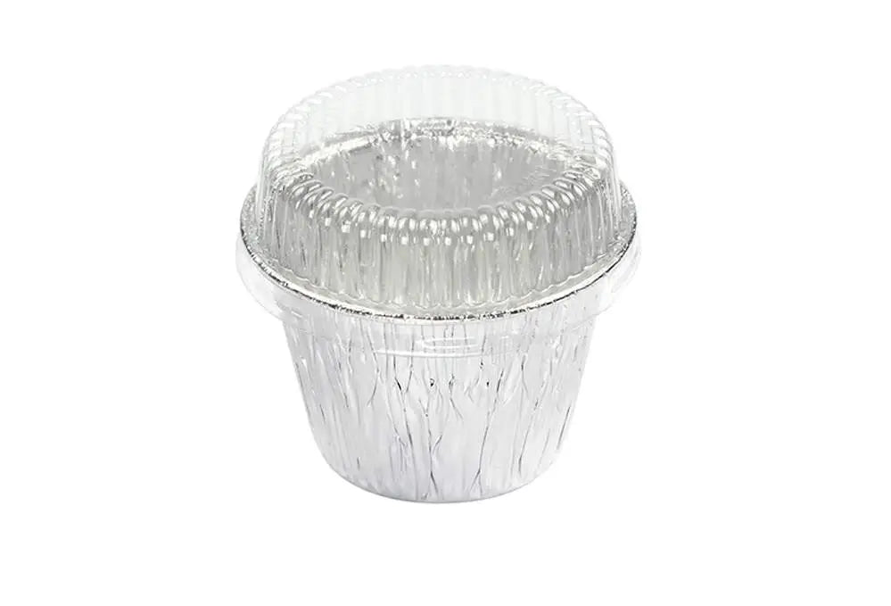 7 oz. Disposable Foil Dessert Cup with Plastic Lid - Case of 2000 - #1210P Aikou
