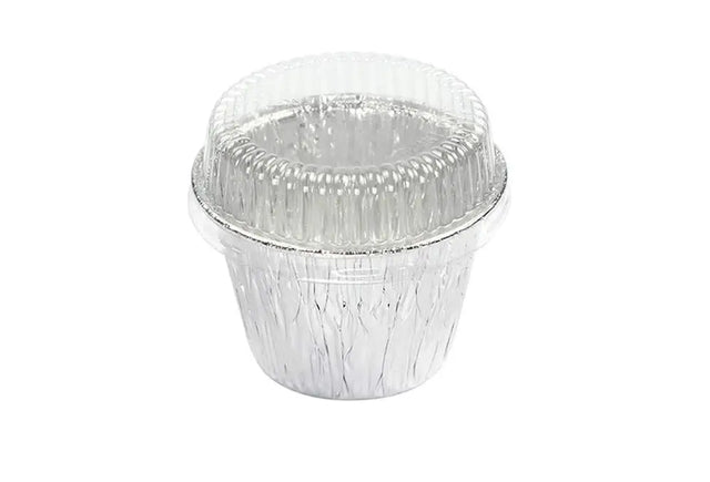 7 oz. Disposable Foil Dessert Cup with Plastic Lid - Case of 2000 - #1210P Aikou