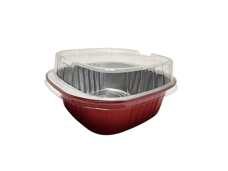 5" x 5" Heavy Aluminum Square Foil Pan with Lid Combo - Case of 500 - #A69P KitchenDance