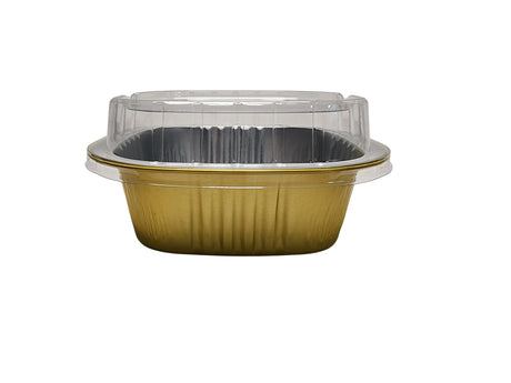 5" x 5" Heavy Aluminum Square Foil Pan with Lid Combo - Case of 500 - #A69P KitchenDance