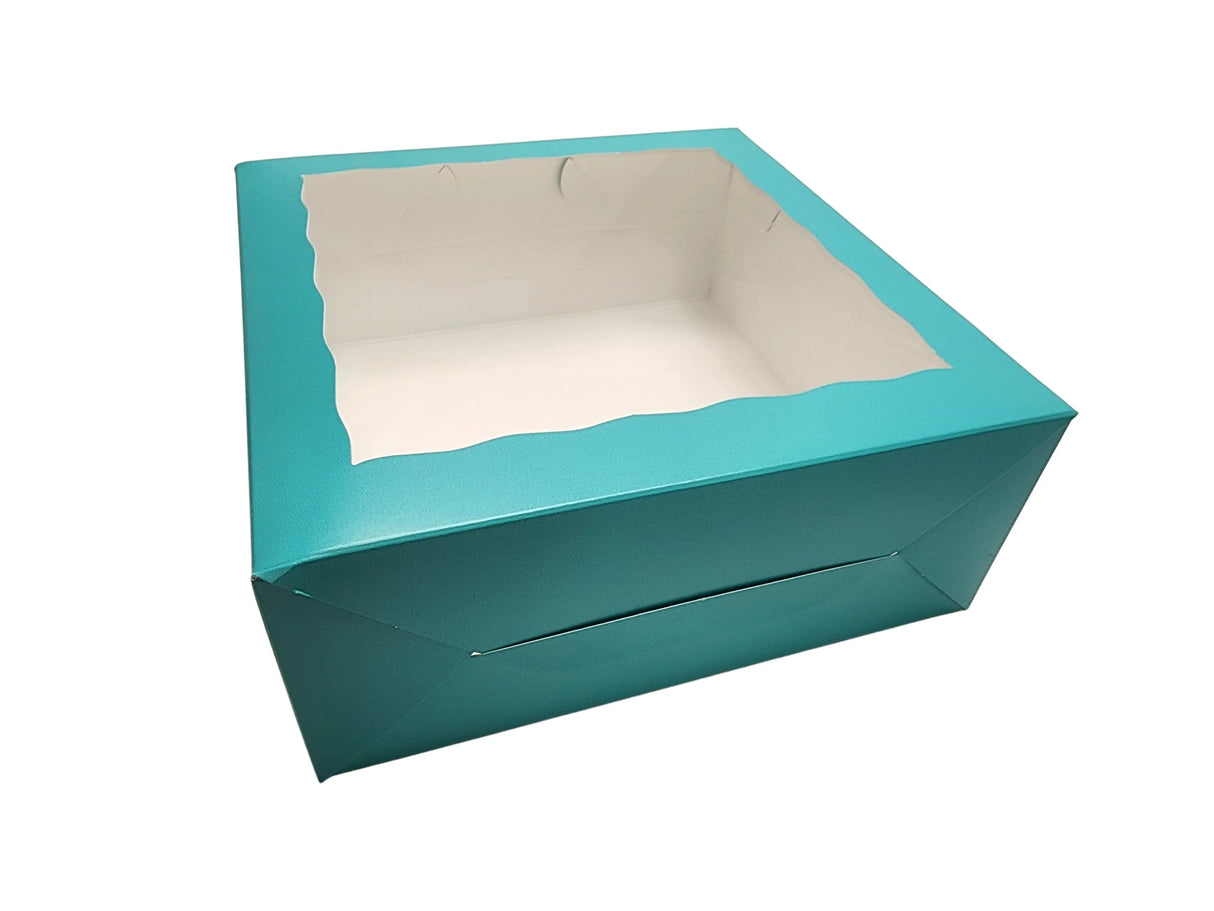 10 x 10 x 4 Colored Lock Tab Window Bakery Boxes - Case of 100 - #10104W BRP Box shop
