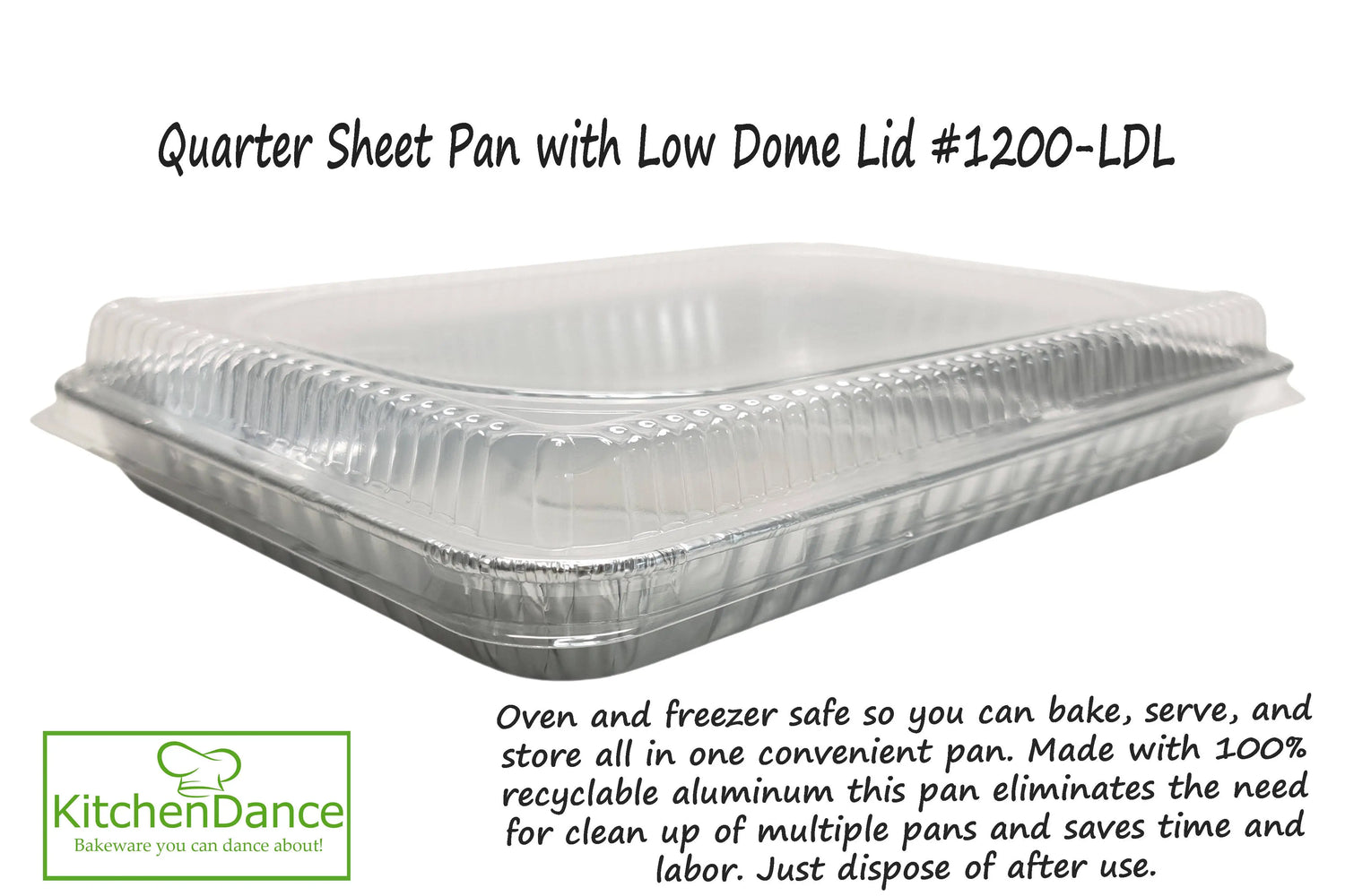Quarter Sheet Cake Pan with Plastic Dome Lid - Case of 100 - #1200P Handi-Foil