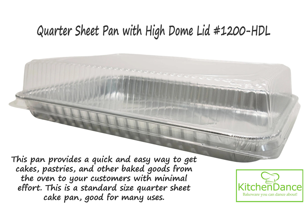 Quarter Sheet Cake Pan with Plastic Dome Lid - Case of 100 - #1200P Handi-Foil