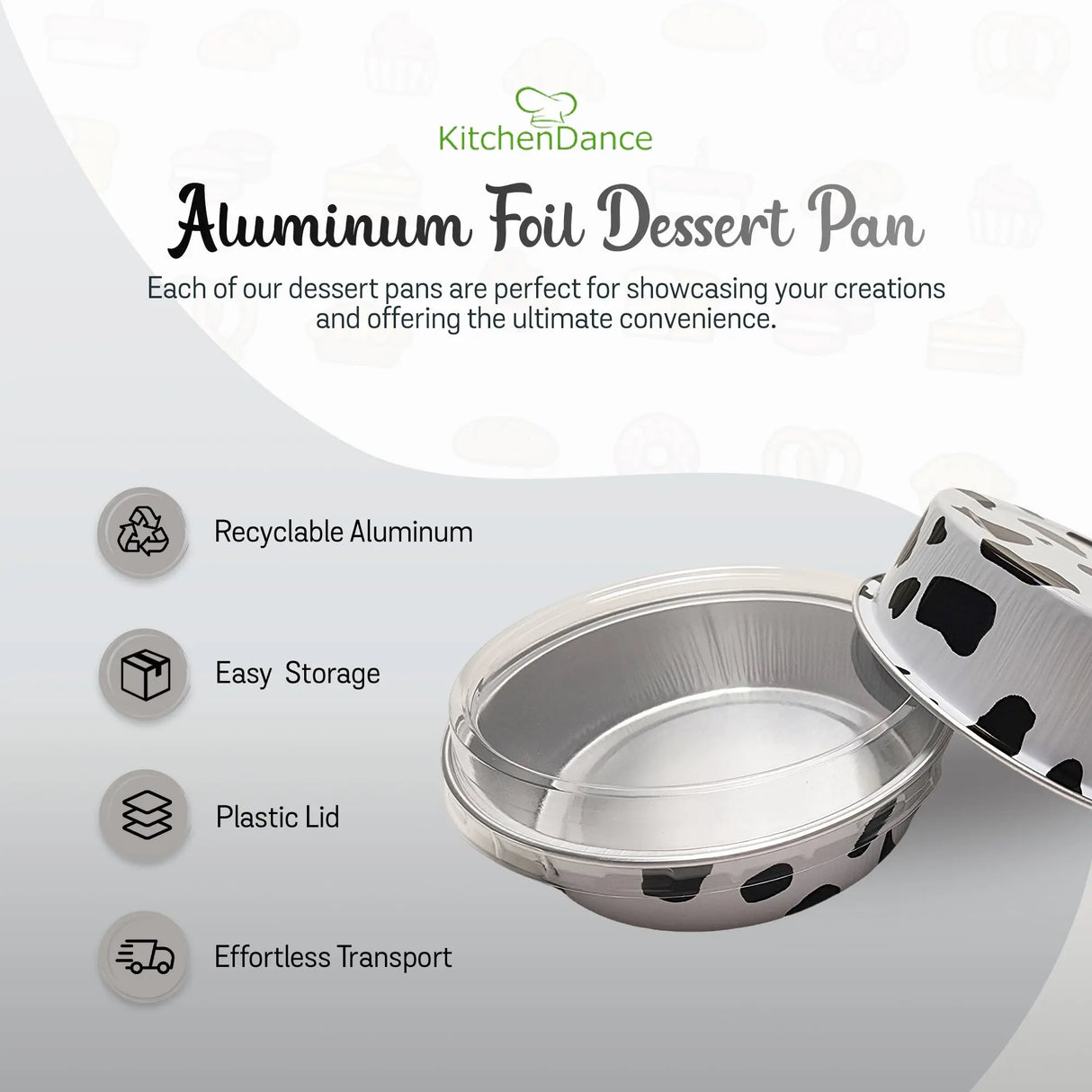 8 oz. Smoothwall Colored Disposable Foil Pan with Snap-on Plastic Lid - Case of 1000 - #A42P KitchenDance