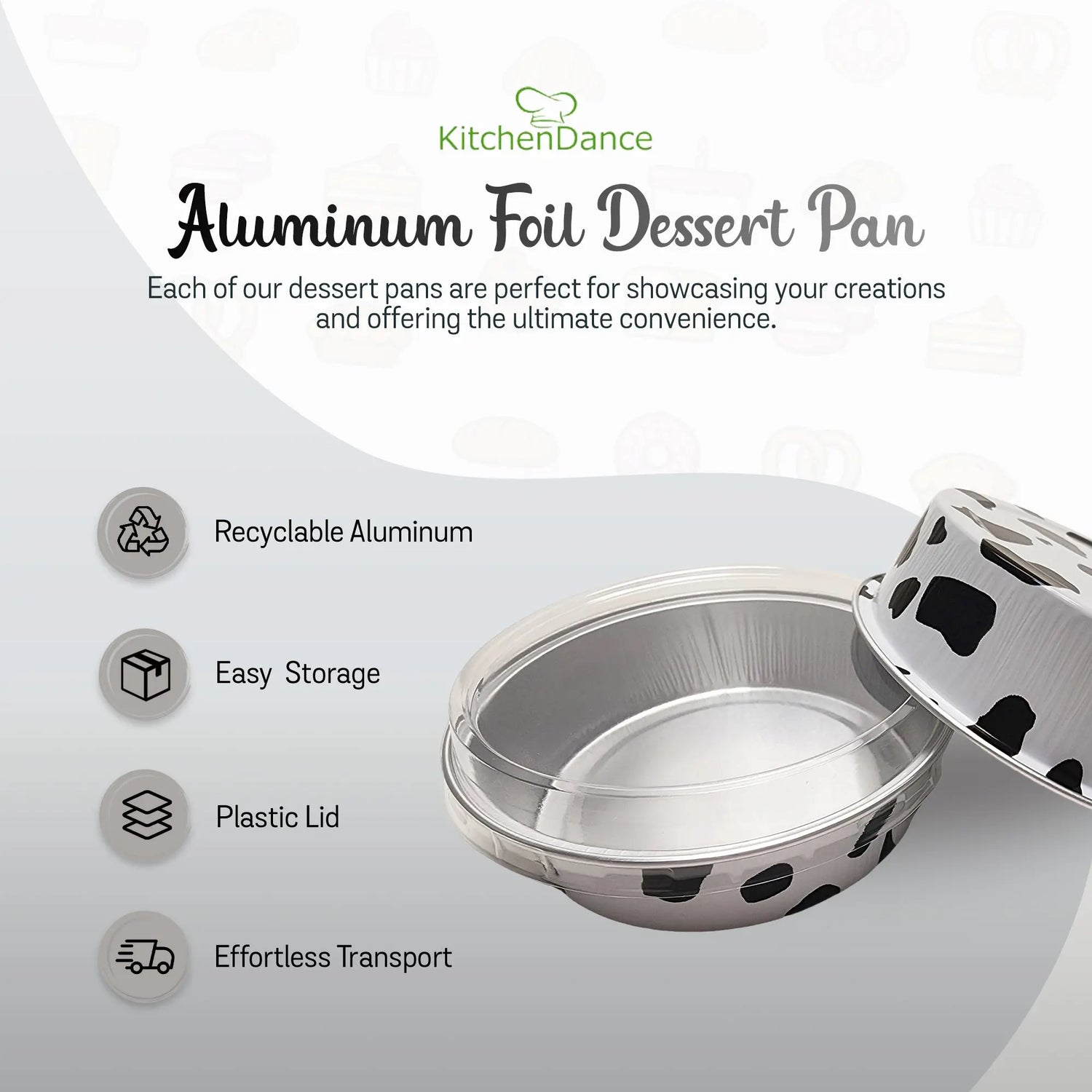 8 oz. Smoothwall Colored Disposable Foil Pan with Snap-on Plastic Lid - Case of 1000 - #A42P KitchenDance