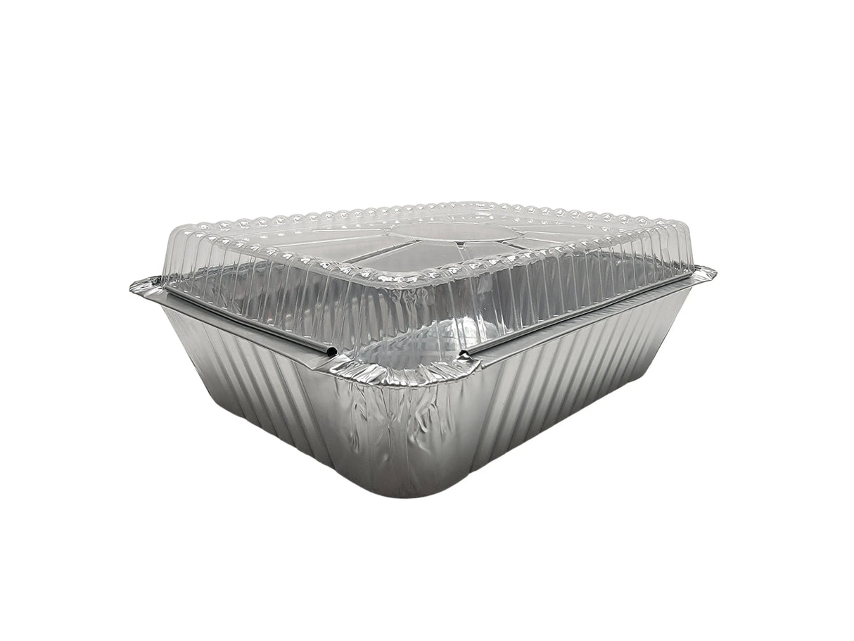 2-1/2 lb. Heavy Foil Carryout Pan with Plastic Lid - Case of 500 - #6421P KitchenDance