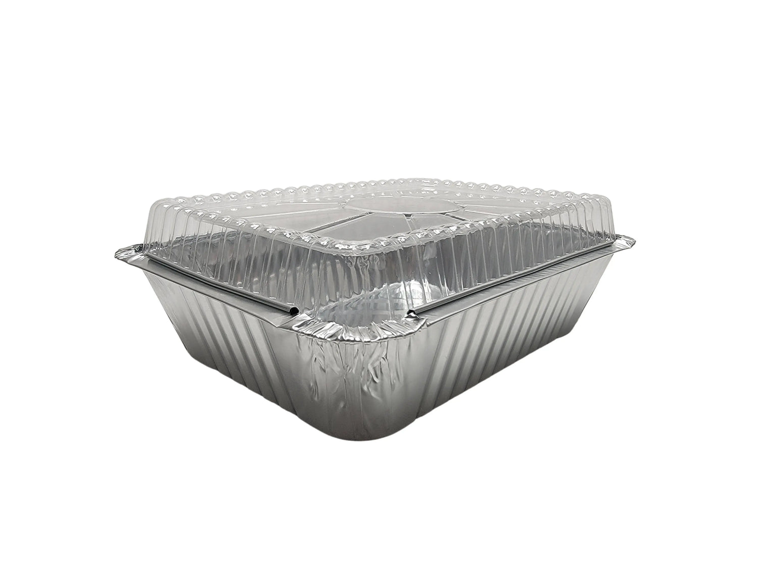 2-1/2 lb. Heavy Foil Carryout Pan with Plastic Lid - Case of 500 - #6421P KitchenDance