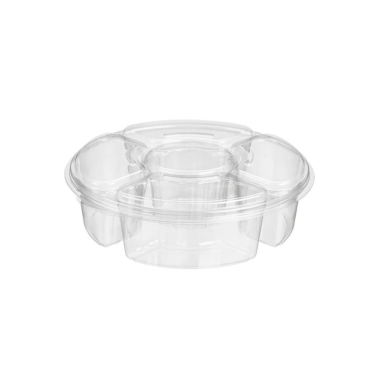 142 oz. Two Piece Round 5-Compartment Snack Platter - Case of 50 - #PL142C Inline Plastics