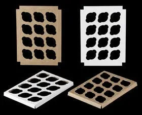 Reversible 1 dozen standard cupcake insert for 14 x 10 boxes - Pack of 100 - #1498 BRP Box shop