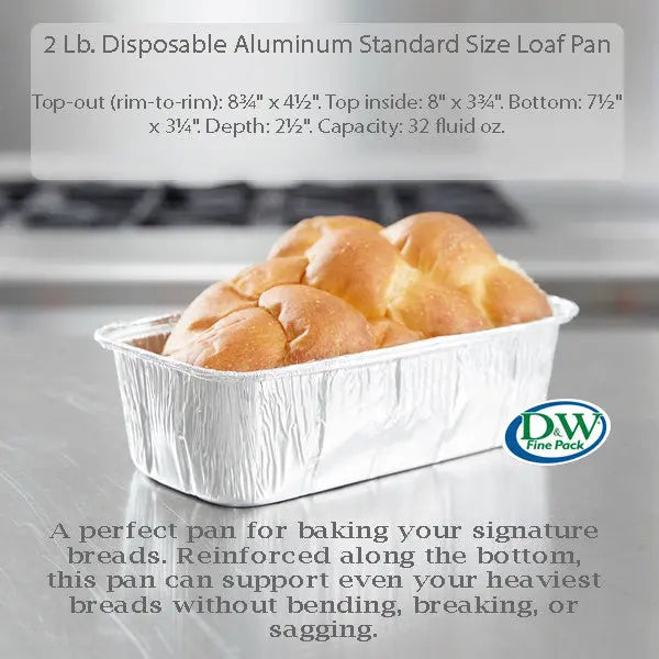 2 lb. Disposable Aluminum Loaf Pan - Case of 500 - #15780 D & W Fine pack