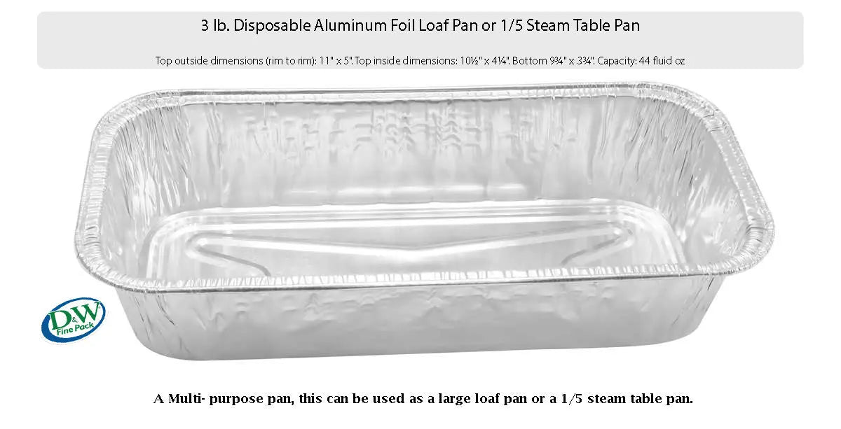 3 lb. Disposable Aluminum Loaf Pan - Case of 350 - #5300NL D & W Fine pack