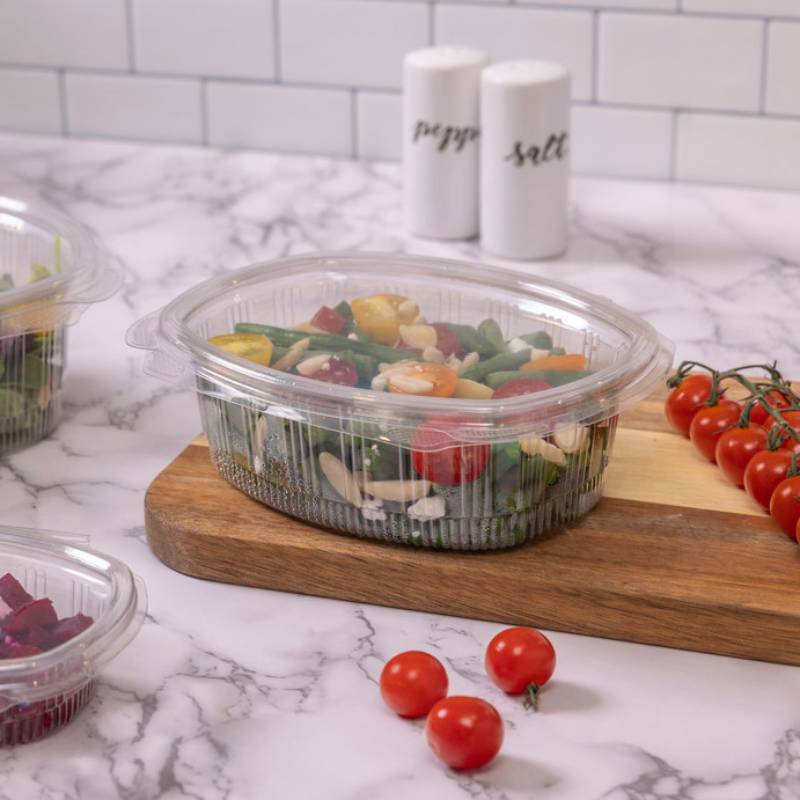 48 oz. RPET Hinged Lid Deli Container - Case of 190 - #YCA910480000