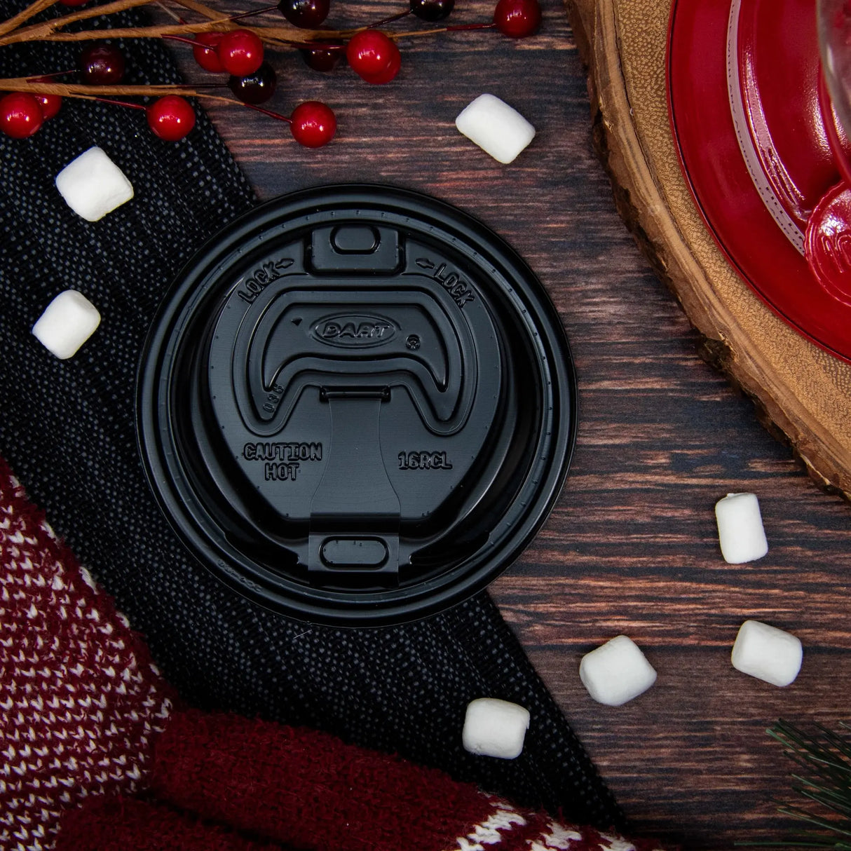 Dart 12-24 oz. Black HIPS Plastic Optima® Reclosable Lid - Case of 1000 - #16RCLBLK Dart Container