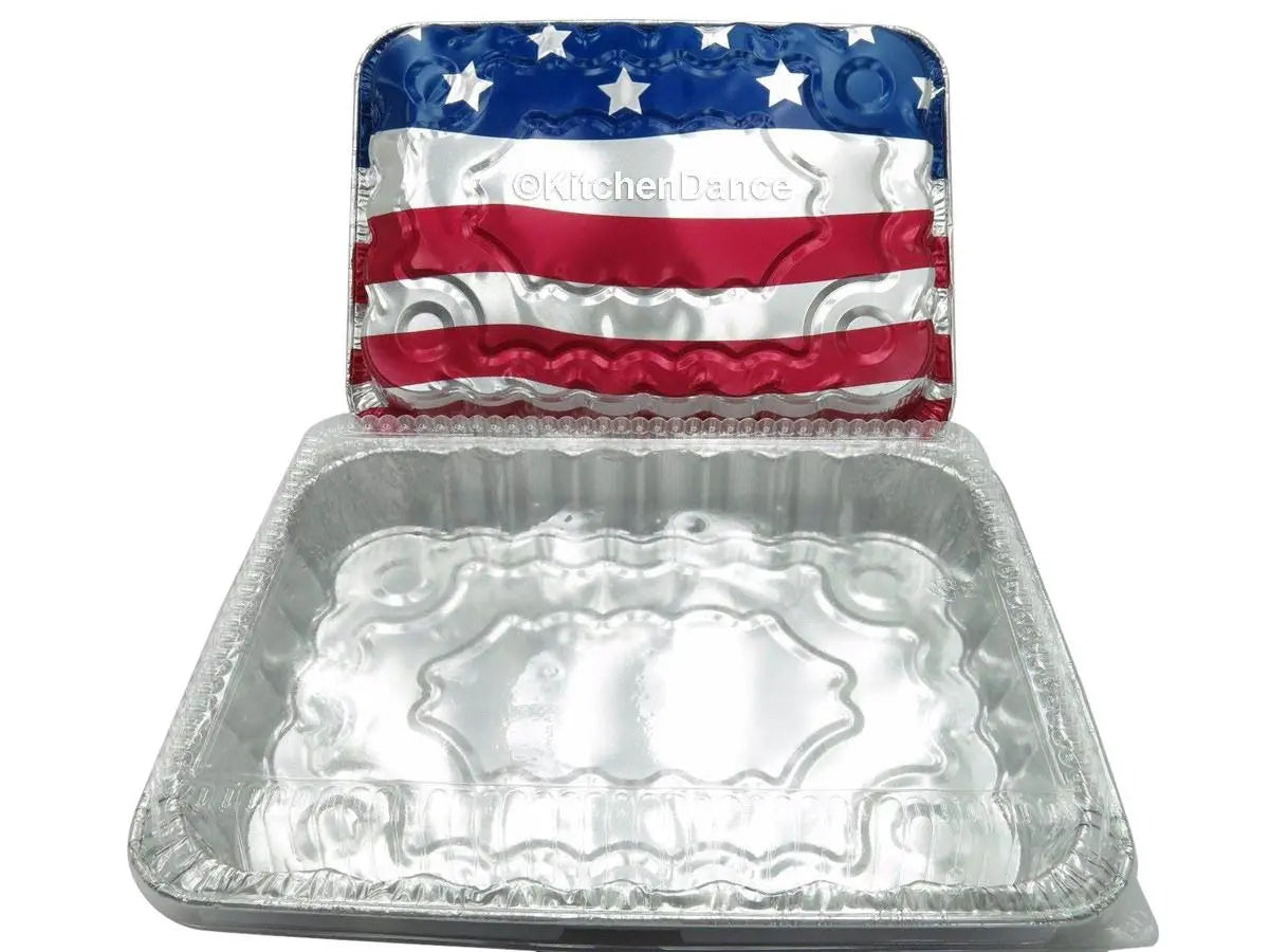 American Flag Cake Pan with Plastic Lid - Case of 100  #1776P Handi-Foil