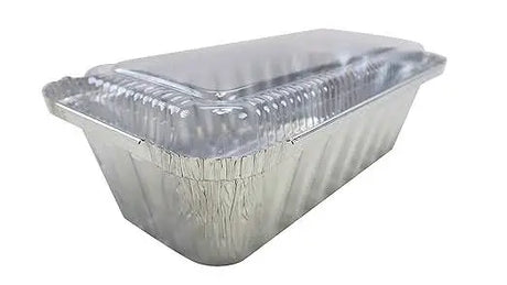 2 lb. Colored  Closable Foil Loaf Pan with Plastic Lid - Case of 1000- #1850P Aikou