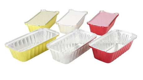 2 lb. Colored Closable Foil Loaf Pan with Board Lid - Case of 1000 - #1850L Aikou