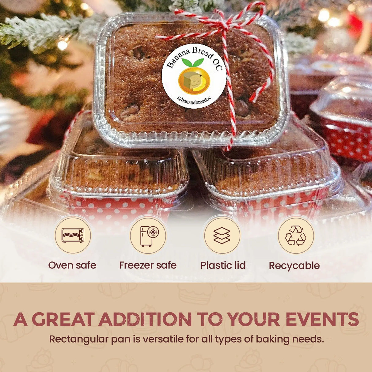 6  oz. Mini Colored Aluminum Loaf Pan w/ Lid - Case of 2000  #4004P KitchenDance